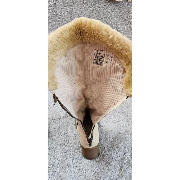 DR. MARTENS Dana‎ 2 Off White Ivory Leather High Leg Fur Boots #11966--US 7 - Picture 5 of 12